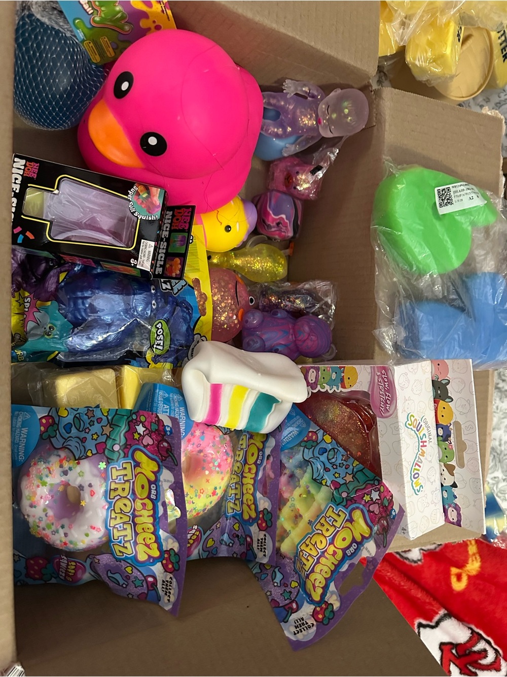Source Unknown Bright Pink Rubber Duck & Multicolor Squishy Toy Set